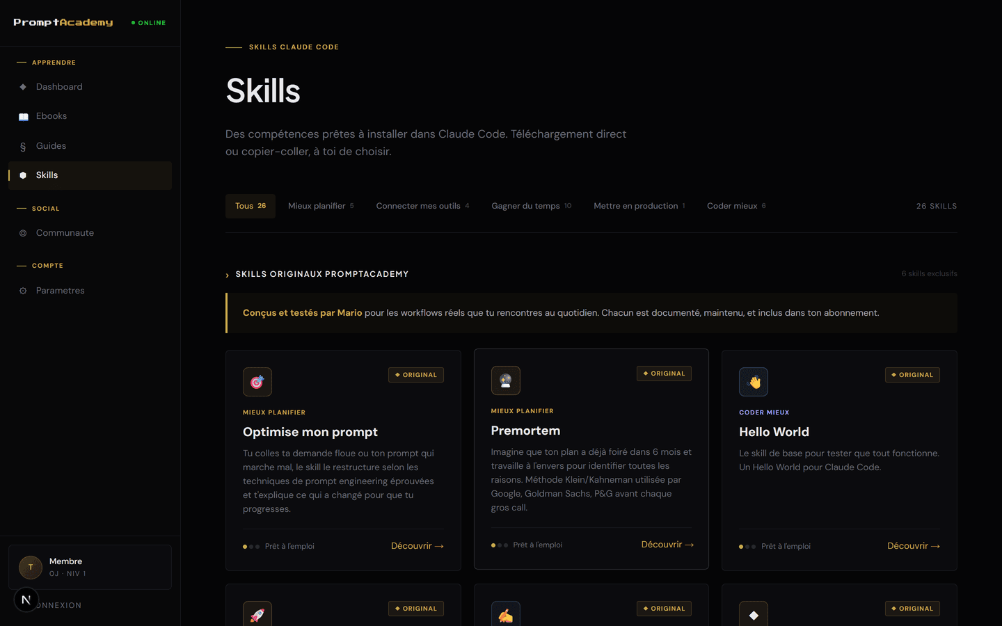 Catalogue de skills Claude Code